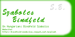 szabolcs bindfeld business card